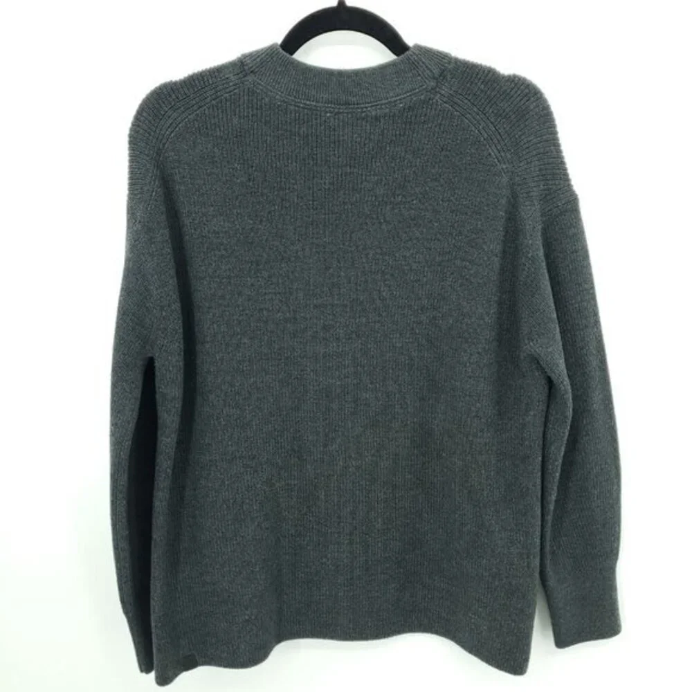 Lululemon Merino Wool-Blend Ribbed Crewneck Sweater 8 Heathered Black
